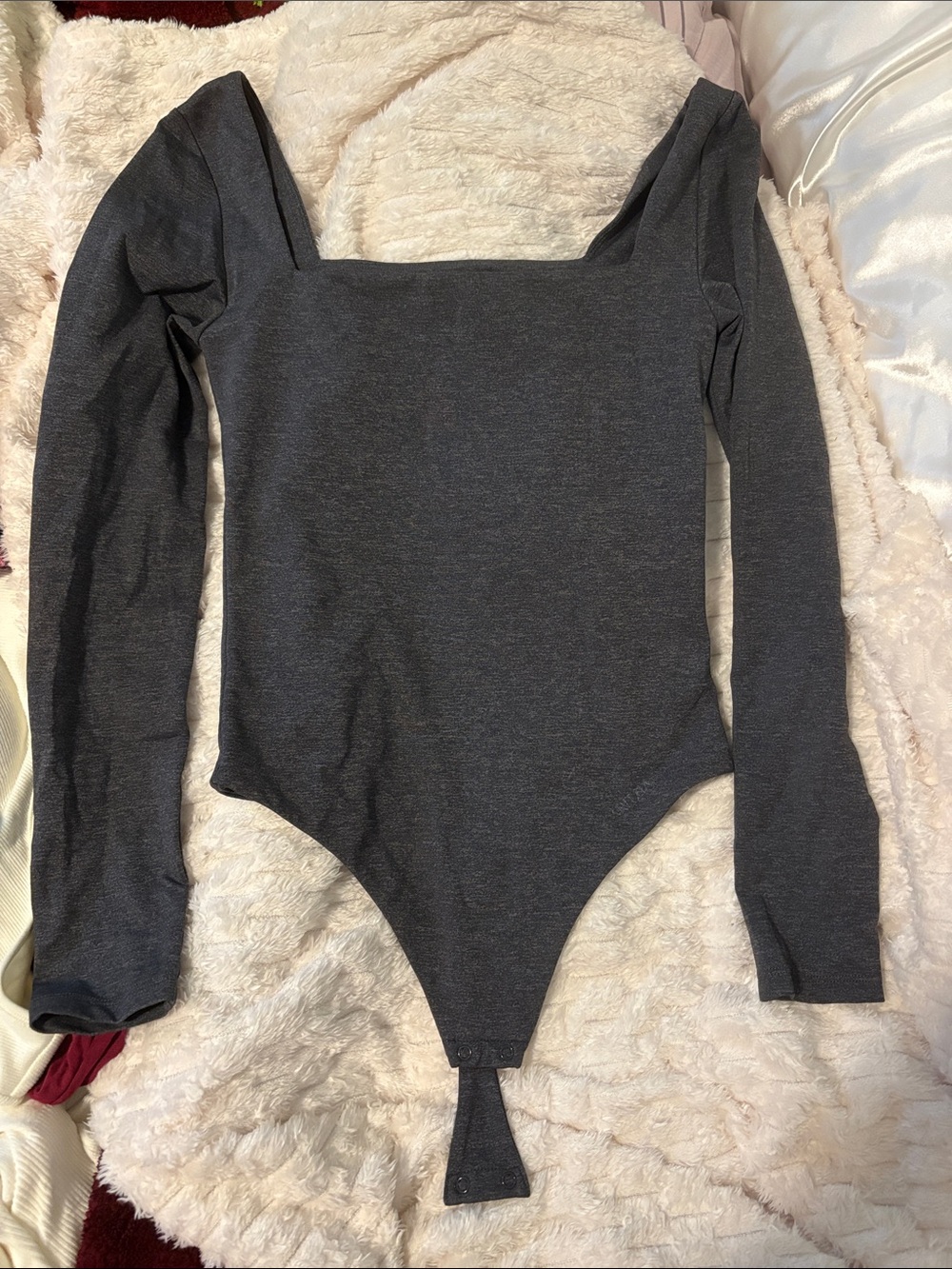 Aritzia Long Sleeve Square Neck Bodysuit - Charcoal